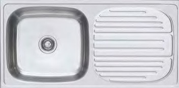 1004 mm x 504 mm Omni Single Bowl Kitchen Sink with Right Hand Side Drain - European Satin Finish 611 X Omni(40” x 20” )