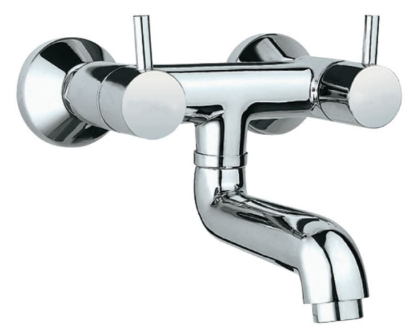 Wall Mixer Non-Telephonic Shower Arrangement with Connecting Legs and Wall Flanges Chrome Finish FLR-5219N
