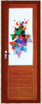 90 cm X 210 cm Full Glass Model PVC Door Dark Finish BW 22