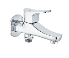 2 - Way Bib Cock with Wall Flange Chrome Finish F1012163