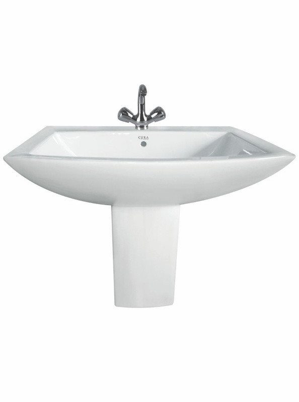Cody  625 X 460 X 510mm Wash Basin with Half Pedestal White - 4004