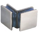 90 Degree Glass to Glass Connector – Brushed Steel – GC1-90D-S