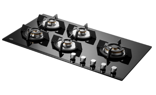 KH 86 BR 53 Auto Electric Ignition 5 Burner Built-In Glass Hob - Black