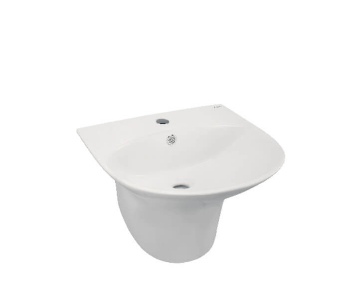 Petal 460 x 415 x 320mm Single Piece Wash Basin with Integrated Pedestal White - C847P
