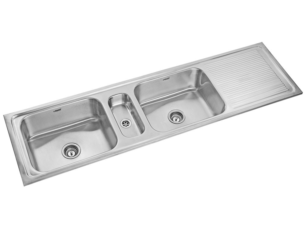 1830 mm x 510 mm  Yard Liner DX (QB+CB+GB) Stainless Steel Triple Bowl Single Drain Board Kitchen Sink - Gloss Finish NK TBSD4  G