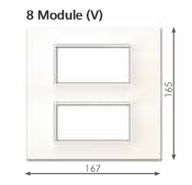 8 Module Vertical Cover Plate with Support Frame Glossy Finish PXSF08012