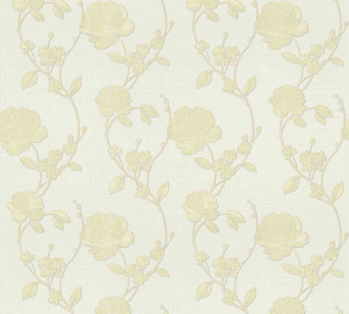 Mystique Floral Wall Paper Beige Metallic 305383