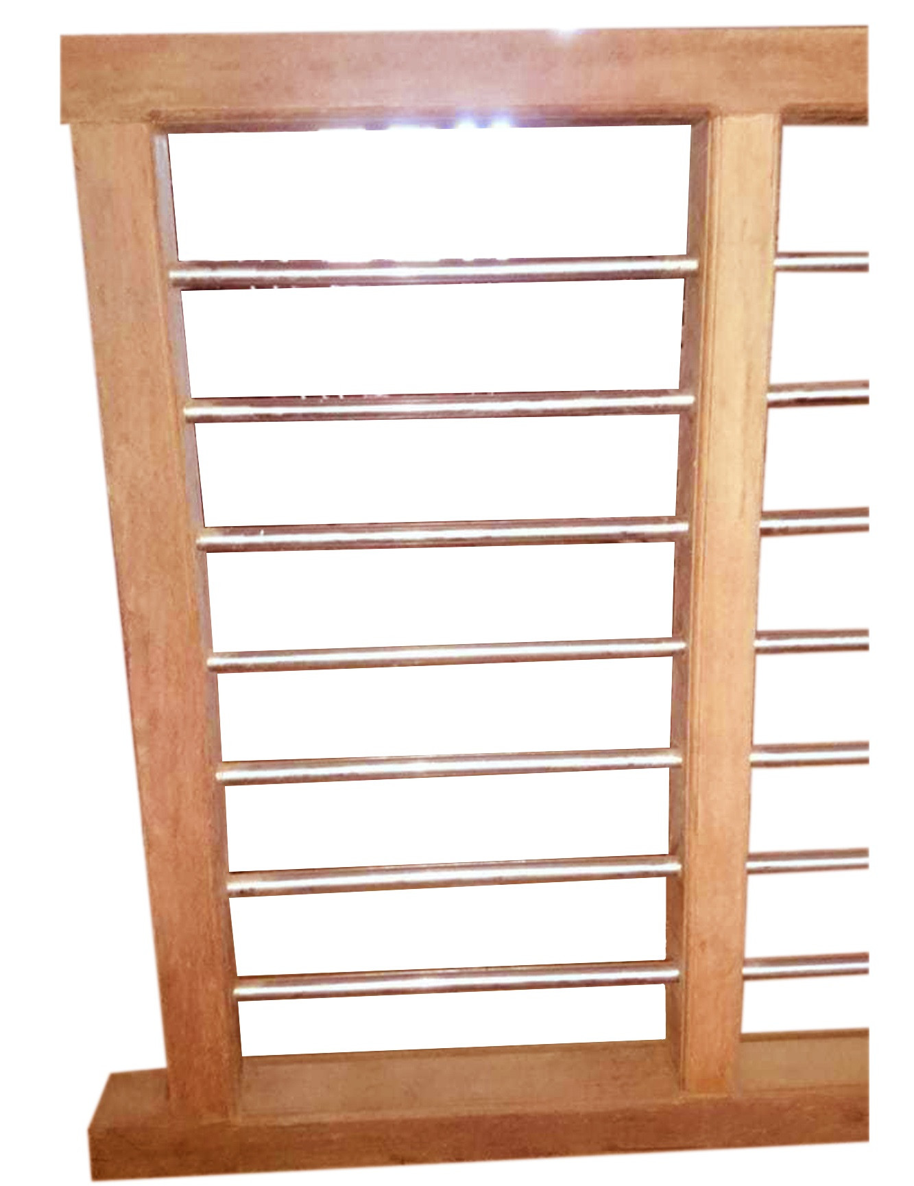 3 Panel (150 cm X 180 cm) Wooden Frame of Size (4.5" X 2.5") with Grill /SS Pipe for Main Window - F Plavu Make 3 Panel (150 cm X 180 cm) Wooden Frame of Size (4.5" X 2.5") with Grill /SS Pipe for Main Window - F Plavu Make