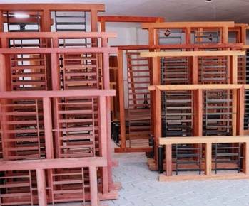 2 Panel (90 cm X 60 cm) Wooden Frame of Size (4.5" X 2.5") with Grill /Shutter for Ventilator - Marbaue Make