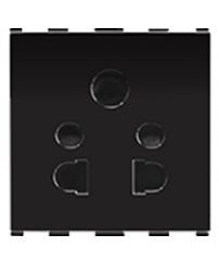 16 A 2 Module Three Pin Socket Tested upto 25 A Black 66404B 16 A 2 Module Three Pin Socket Tested upto 25 A Black 66404B