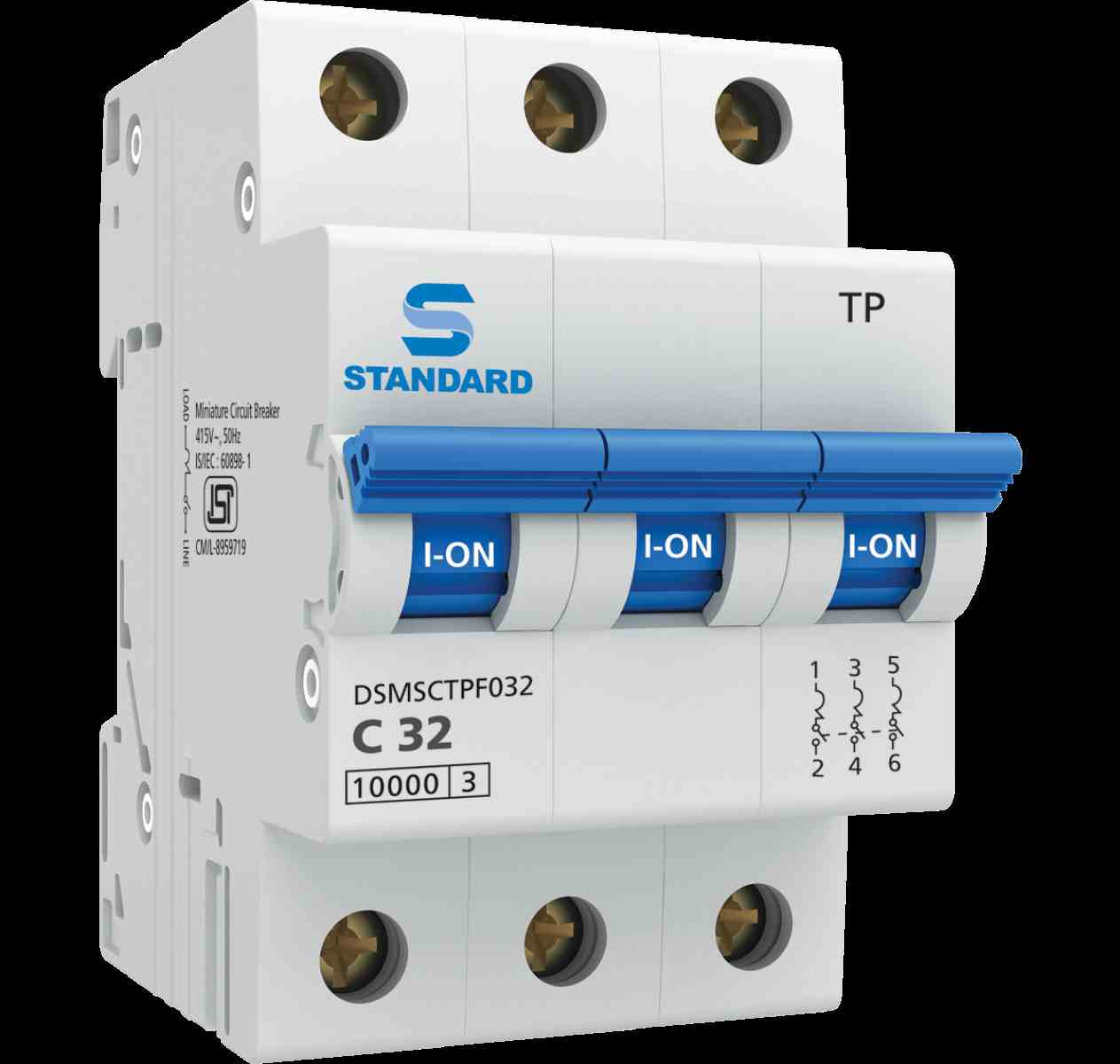 40A Triple Pole C Curve MCB - White DSMGCTPF040